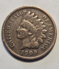 1909 Indian Head Cent 1c Penny, Very Good - Fine VG-F Details, Exact Coin Shown