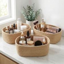 Beautiful Storage Basket Set of 3 - Sturdy Jute Rope Baskets for Shelves Are ...