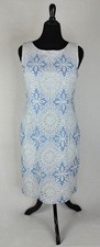 TALBOTS | SHEATH Sleeveless DRESS | BLUE & WHITE Floral Lace Cut | Overlay | 12