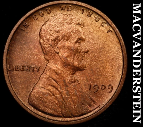 1909 VDB Lincoln Wheat Cent- Choice Gem Brilliant Uncirculated Luster #J2832