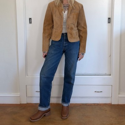 Vintage Bagatelle Tan Leather Suede Jacket Y2K Western Blazer Brown Womens 12
