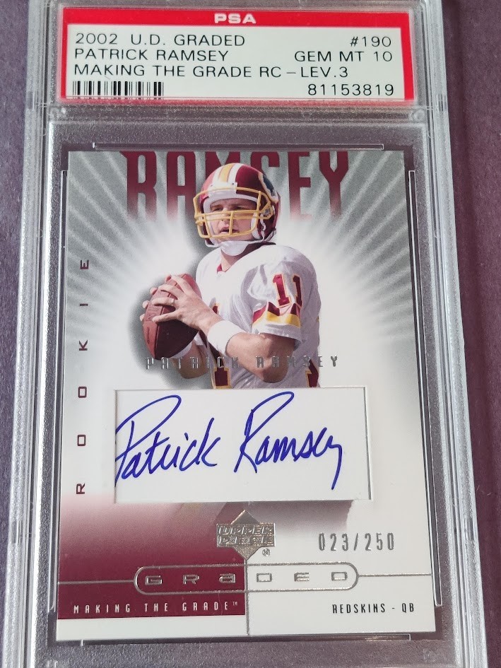2002 UD Graded PATRICK RAMSEY PSA 10 Auto Rookie RC /250 Making the Grade #190