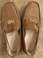 Cole Haan Brown Leather Loafer Flats Metal Logo Horsebit Women's Size 7