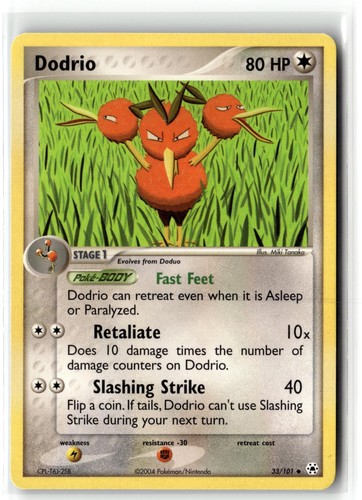 2004 Pokemon Hidden Legends Dodrio 33/101 Uncommon Lightly Played + Free Gift