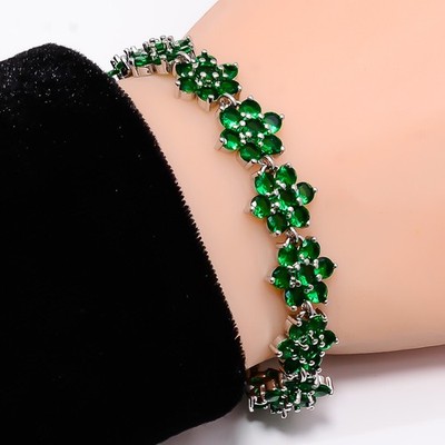 Chrome Diopside 925 Sterling Silver Adjustable Bracelet 7-8'' B12871