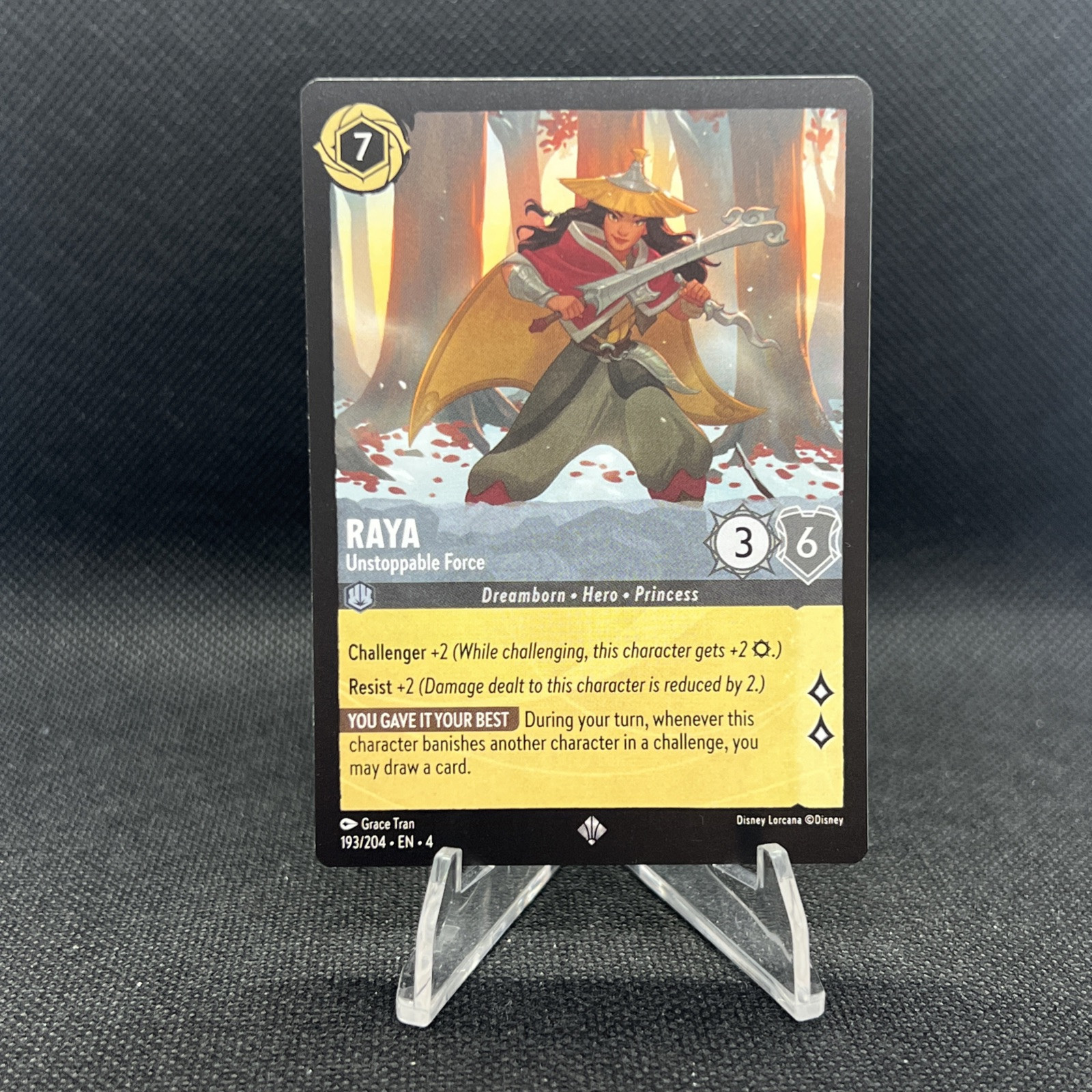 Raya - Unstoppable Force - 193/204 - Super Rare Lorcana Ursula's Return M/NM