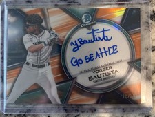 2025 Bowman Chrome Yorger Bautista Prime Signatures Orange Refractor Auto #18/25