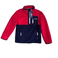 Vineyard Vines Boys Red Navy Sherpa Shep Shirt Fleece Pullover Size 7 NEW NWT