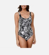 NWT OCEAN PACIFIC 1673915 4 WAY STRETCH ONE PIECE SWIMSUIT BLACK SZ M E548