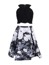 Xscape Women's 2PC Laced Crop Top & Floral Skirt Set