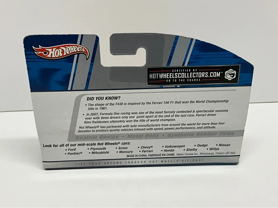 2008 Mattel Hot Wheels FERRARI F430 (Yellow) 1:50 diecast with Rubber Tires RARE - Image 2 of 3