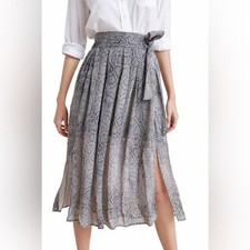 Maeve by Anthropologie Annette Midi Skirt Snake Print Blue Size 8