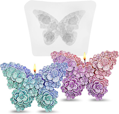3D Flower Butterfly Silicone Mold, 2Pcs Floral Butterfly Candle Molds for Candle