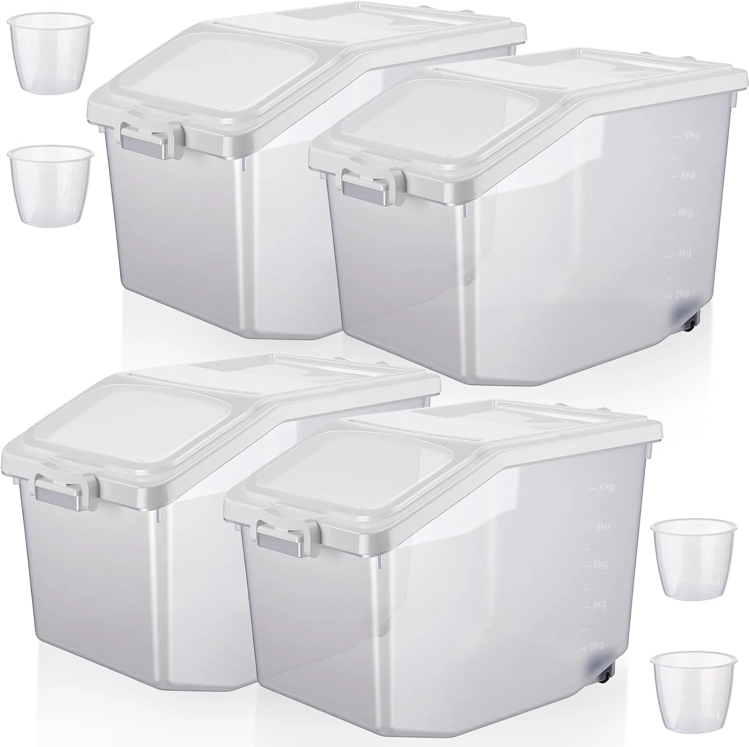 Airtight 4-Pc Rice & Flour Storage Container Set with Wheels & Measuring Cup