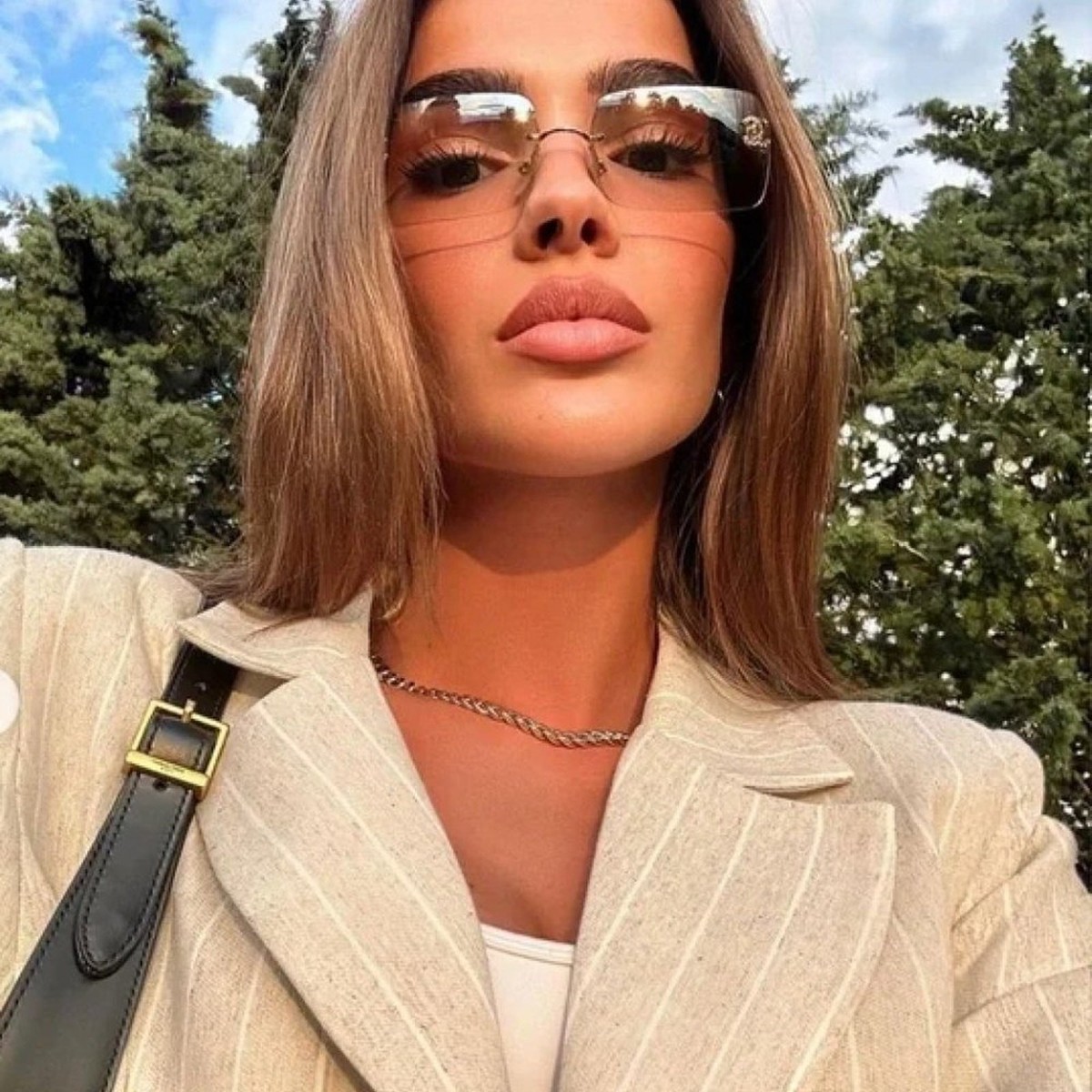 Authentic CHANEL Vintage Sunglasses Rhinestone CC Logo Rimless