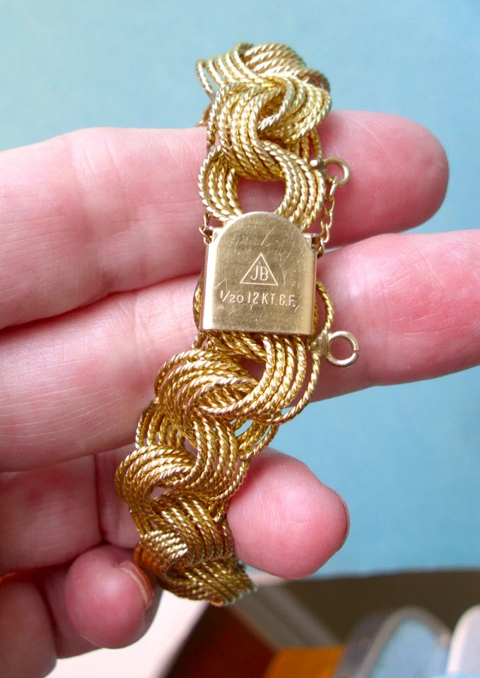 ШИКАРНЫЙ винтажный JACOBY BENDER Нью-Йорк золото заполненное цепочка мульти ссылка браслет 24.2G - Изображение 3 из 4