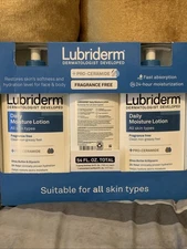 Lubriderm Daily Moisture Lotion Fragrance Free 3-pack Total 54oz NEW