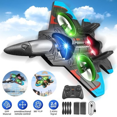 RC 2.4GHz Flugzeug für Kinder ab 8   Ferngesteuertes mit Licht, 360°-Drehung