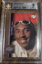 BGS 9 1996-97 Upper Deck #58 Kobe Bryant Lakers Rookie Card Orange/Red Smiling. rookie card picture