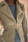 Anna Rita N Beige Tweed 3/4 Sleeve Blazer Fringe Sequins Euc 44 S  — photo 10