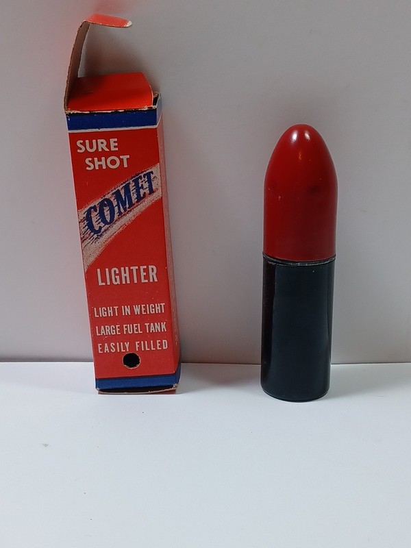 Sure Shot Bullet Shaped Enameled Comet Brand Pocket Lighter MIB JGBX26