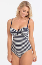 Lepel Beach Life Navy Stripe Underwired Bandeau Swimsuit UK 34C