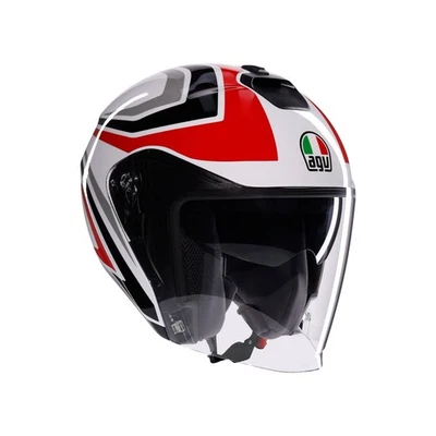 Casque Jet Moto AGV IRIDES TOLOSA Blanc/Noir/Gris/Rouge - Photo 1/4