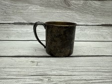 Collectible Antique Silverplate Baby Cup W/ Handle Nursery Silver Plate 58304