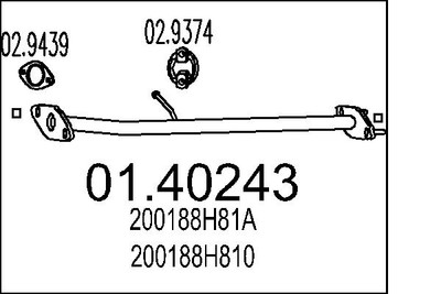MTS 01.40243 Exhaust Pipe for NISSAN