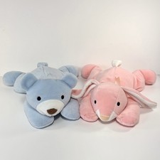 Vintage Ty Pillow Pals Lot Of 2- Carrots The Pink Bunny & Huggy The Blue Bear
