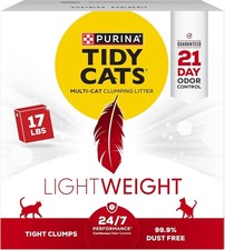 Purina Tidy Cats LightWeight 24/7 Performance Clumping Cat Litter 17 lb Box Odor