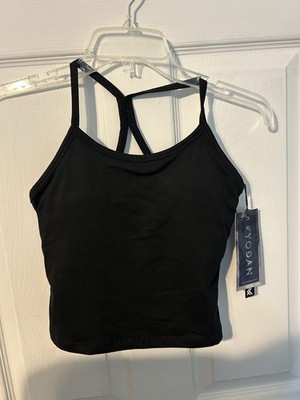Kyodan Women's Black Crop Tank Top Built in Bra P/S Black Activewear NWT