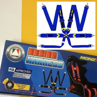 Monza RCU-1003BU Racing harness 6 point 3'' Cam lock Clip in FIA Blue 2027