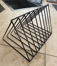 1 Black Metal Record Album Rack Holder Vinyl Storage Approx Holds 36