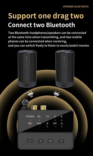 Reception Transmitter 2 in 1 Bluetooth-Compatible V5.3 Audio Adapter AptX/HD/LL - Afbeelding 16 van 18