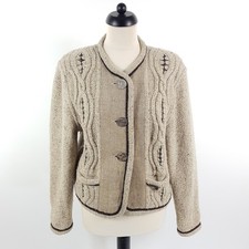 Stapf cardigan women's size 38 M beige brown wool silk costume jacket cardigan