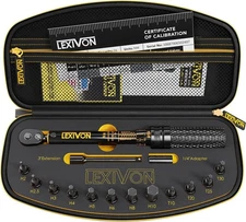 LEXIVON Bike Torque Wrench 1/4-Inch Dr. 15-Piece Kit | 72-Tooth Gear, Dual-Direc