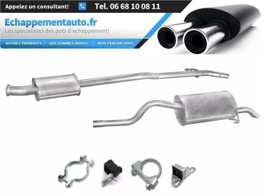 Échappement Clio 2 1.4 silencieux et tube central pour Renault essence