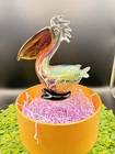 Vintage Hand Blown Art Glass Pelican Sculpture Murano Style Coastal Figurine