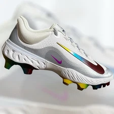 Nike Alpha Huarache Elite 4 Low MCS Baseball Cleats Mens 12 Rainbow FQ7724-106