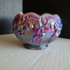 Fenton Plum Opalescent Carnival Glass LILY OF THE VALLEY Rose Bowl Vase