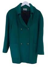 Vtg Ashley Scott Women  s Wool Coat Long Length Vibrant Green. USA Petite 8 Retro