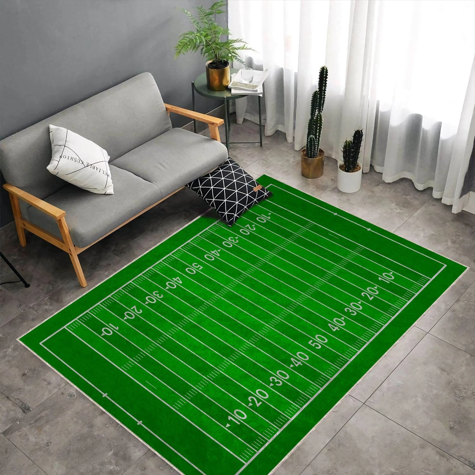 American Football Field Rug for Boys' Room Decoration