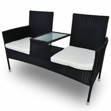 Zweisitzer Sitzbank Gartenbank Rattan für Garten Terrasse Lounge LACESTONE