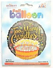 Kaleidoscope Too Many Candles / Birthday Helium Foil Balloon 18" 15436-18