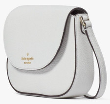 Kate Spade Leila Mini Flap Crossbody Quill Grey Leather Bag WLR00396 NWT F