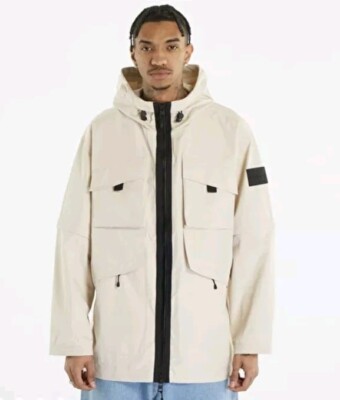 Herren CALVIN KLEIN JEANS Multifunktions Parka Windbreaker - Beige - UK Größe XL