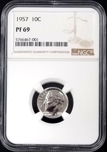 1957 Proof Roosevelt Dime certified PF 69 by NGC!