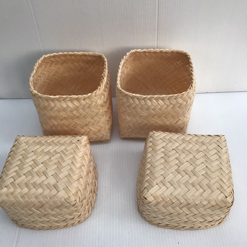 Vintage Thai Handicraft Kratip Sticky Rice Small Bamboo Serving Basket Size3"X3" - Picture 8 of 96
