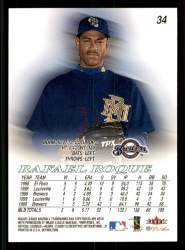 2000 Skybox Rafael Roque #34 Kansas City Royals - Picture 2 of 2